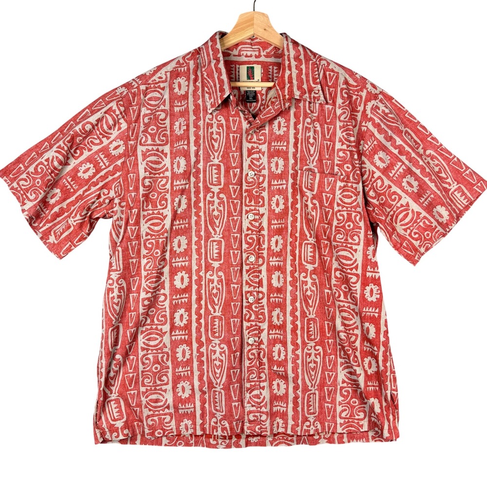 Tori Richard Mens XL Red Tribal Geometric Cotton Hawaiian Aloha Shirt 0500R 5506 - Picture 2 of 9